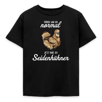 Silk Chicken I Chicken Egg Rooster Motif pour Chicken Keeper - T-shirt Enfant - noir - Devant - AI Model Kid Female (0cm)