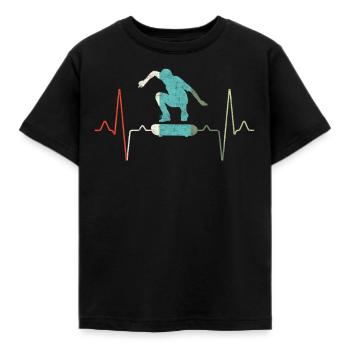 Skater Skate Herzschlag - Kinder T-Shirt - Schwarz - Vorne - AI Model Kid Female (0cm)