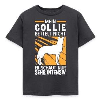 Mein Kurzhaarcollie bettelt nicht Smooth Collie - Kinder T-Shirt - Dunkelgrau - Vorne - AI Model Kid Female (0cm)