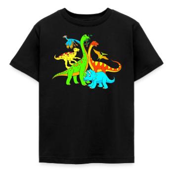 Kinder Dinosaurier Bunte Dinos - Kinder T-Shirt - Schwarz - Vorne - AI Model Kid Female (0cm)