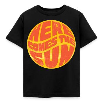 Here comes the sun, retro 70s - Kids' T-Shirt - black - Front - AI Model Kid Female (0cm)