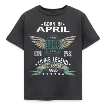 Legends Born in April 1966 - Kids' T-Shirt - dark grey - Front - AI Model Kid Female (0cm)