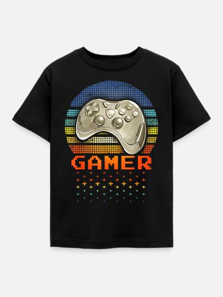Vintage gaming gamer videospill - T-shirt barn - svart