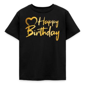 Happy Birthday - Kinder T-Shirt - Schwarz - Vorne - AI Model Kid Female (0cm)