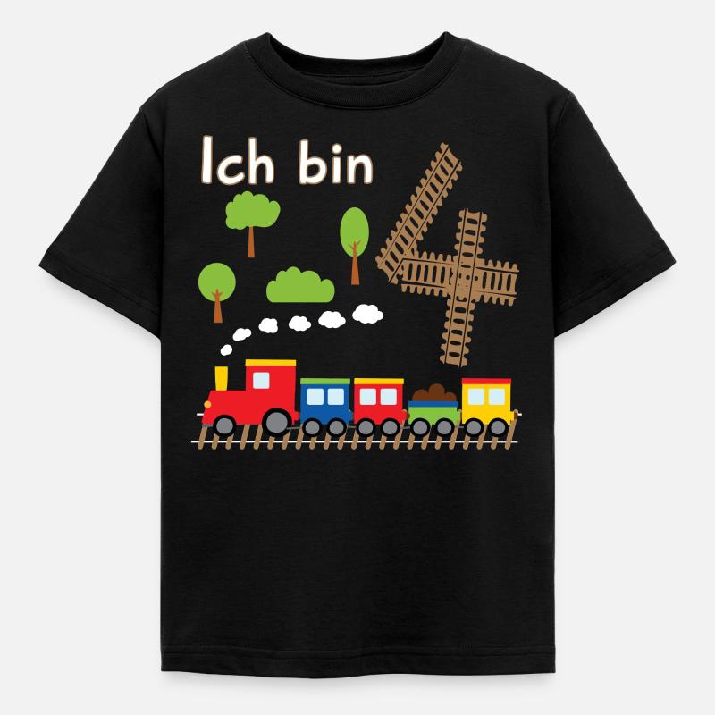 Junge Geburtstagsshirt 4 Jahre Geburtstag Zug - Kinder T-Shirt - Schwarz
