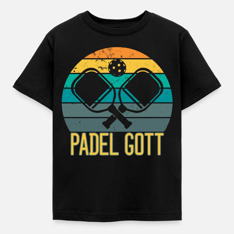 Padel - Padel Gott - Kinder T-Shirt - Schwarz
