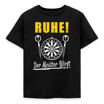 Ruhe der Meister wirft Dart Sprüche Geschenk Darts - Kinder T-Shirt - Schwarz - Vorne - AI Model Kid Female (0cm)