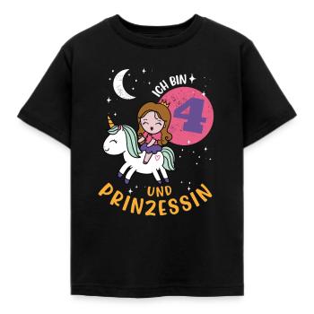 Ich bin 4 und Prinzessin - Kinder T-Shirt - Schwarz - Vorne - AI Model Kid Female (0cm)