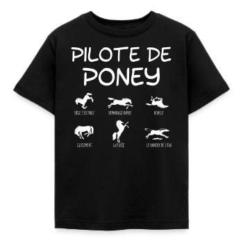 Pilote de Poney, Cheval - T-shirt Enfant - noir - Devant - AI Model Kid Female (0cm)