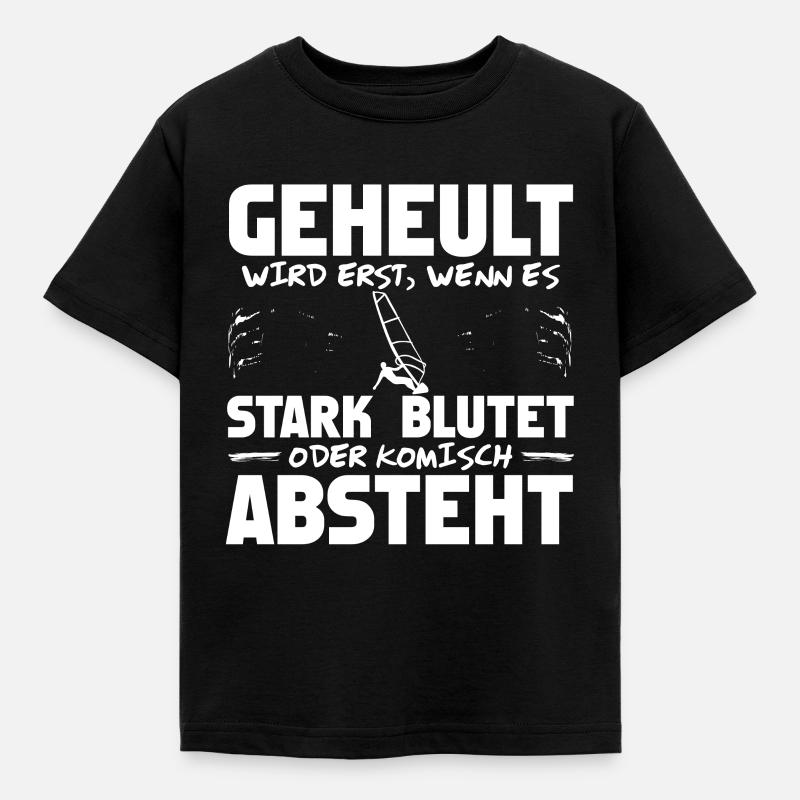 Windsurfer Windurfen Windsurfing Spruch - Kinder T-Shirt - Schwarz