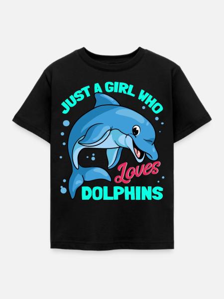 Delphine Delphin Delfin - Kinder T-Shirt - Schwarz