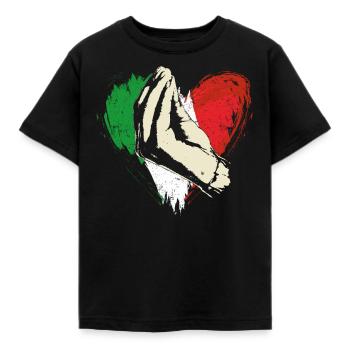 italienische Flagge mit Hand Gestik - Kinder T-Shirt - Schwarz - Vorne - AI Model Kid Female (0cm)