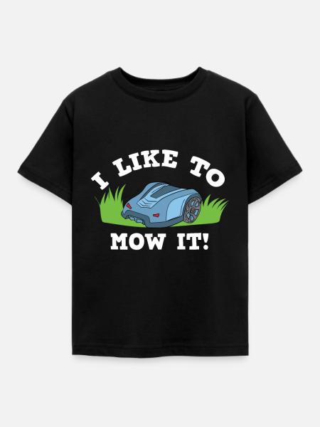 Rasenmäher Roboter Rasen Mähen Mähroboter - Kinder T-Shirt - Schwarz