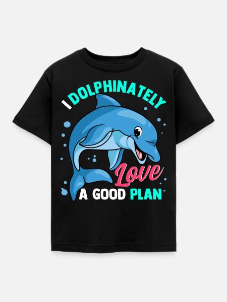 Delphine Delphin Delfin - Kinder T-Shirt - Schwarz