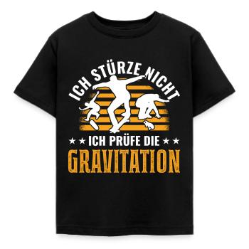 Ich stürze nicht Ich prüfe die Gravitation Skater - Kinder T-Shirt - Schwarz - Vorne - AI Model Kid Female (0cm)