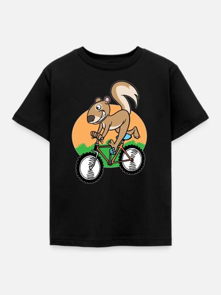 Eichhörnchen Fahrrad Streifenhörnchen - Kinder T-Shirt - Schwarz
