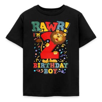 Lion Boy Anniversaire 2 - T-shirt Enfant - noir - Devant - AI Model Kid Female (0cm)