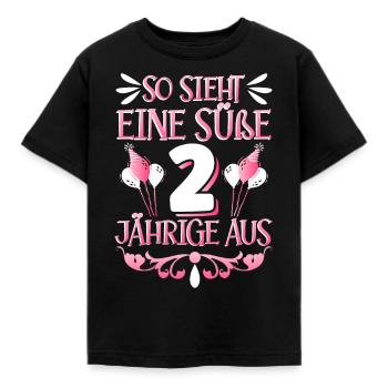 2. Geburtstag 2 Jahre Mädchen - Kinder T-Shirt - Schwarz - Vorne - AI Model Kid Female (0cm)