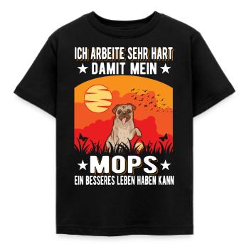 Mops Besseres Leben - Kinder T-Shirt - Schwarz - Vorne - AI Model Kid Female (0cm)