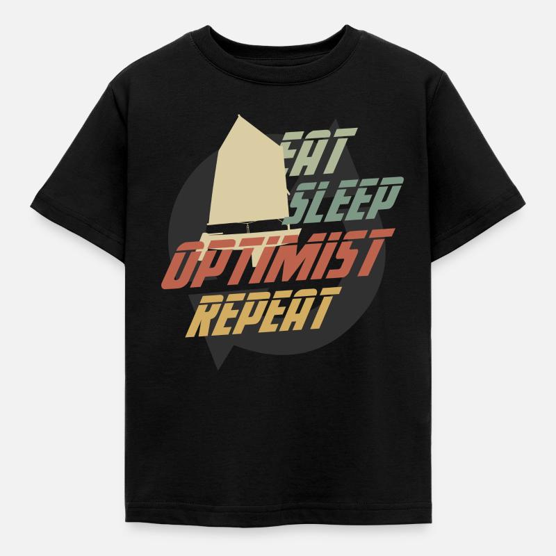Retro Eat Sleep Optimist Repeat OPTIMIST PRESENT - Kinder T-Shirt - Schwarz