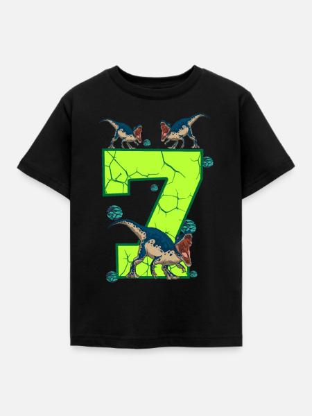 7th birthday Dino - Kids' T-Shirt - black