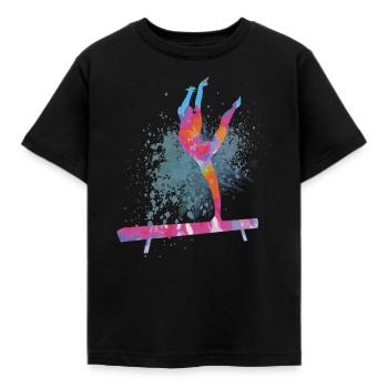 Colorful Figure Gymnastics Gymnast Gymnastics Gifts - Kids' T-Shirt - black - Front - AI Model Kid Female (0cm)