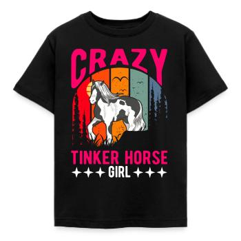 Crazy Tinker Horse Girl Irish Tinker - Kids' T-Shirt - black - Front - AI Model Kid Female (0cm)