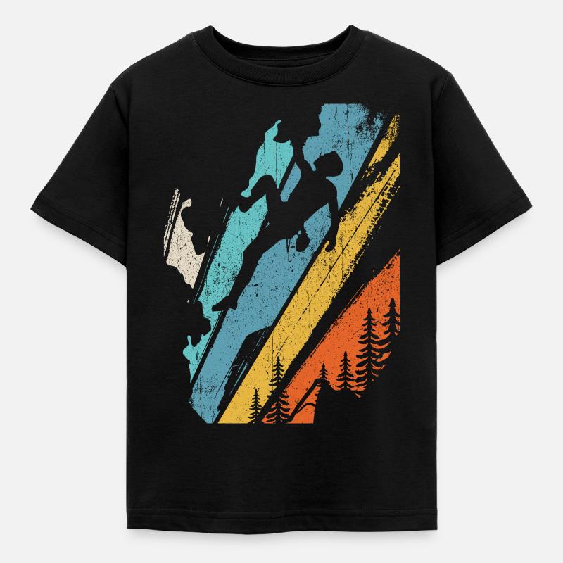 Vintage Bergsteiger Klettern Kletterer Bouldering - Kinder T-Shirt - Schwarz