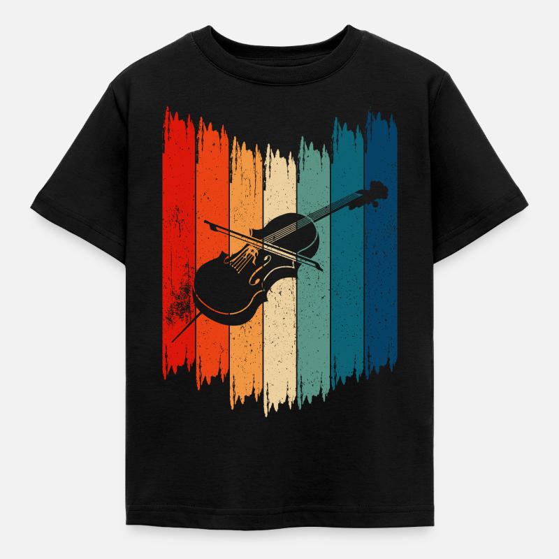 Geige Vintage Cello Retro Cello - Kinder T-Shirt - Schwarz