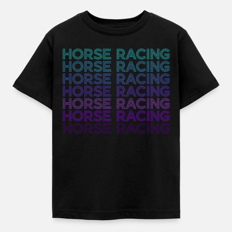 Pferderennen Retro - Kinder T-Shirt - Schwarz