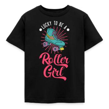 Lucky to be a Roller Girl Roller Skates - Kids' T-Shirt - black - Front - AI Model Kid Female (0cm)