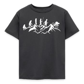 Vintage BIker Mountain Biking Evolution - Kinder T-Shirt - Dunkelgrau - Vorne - AI Model Kid Female (0cm)
