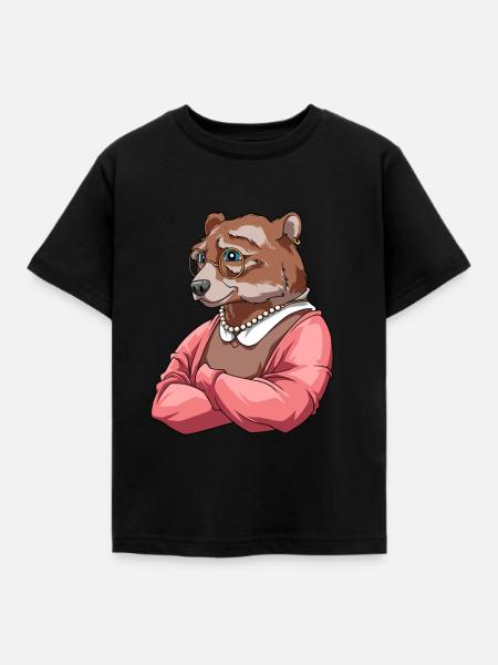 Lustige Großmutter Bär - Großmutter Enkelin - Kinder T-Shirt - Schwarz