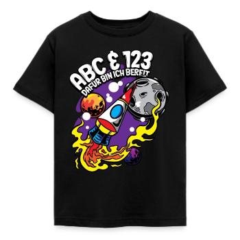 ABC & 123 Dafür bin ich bereit 1. Klasse Schulkind - Kinder T-Shirt - Schwarz - Vorne - AI Model Kid Female (0cm)