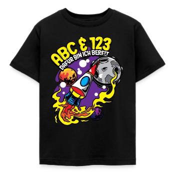 ABC & 123 Dafür bin ich bereit 1. Klasse Schulkind - Kinder T-Shirt - Schwarz - Vorne - AI Model Kid Female (0cm)