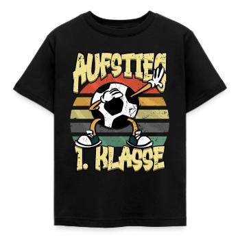 Aufstieg 1. Klasse Fußball Schulkind - Kinder T-Shirt - Schwarz - Vorne - AI Model Kid Female (0cm)