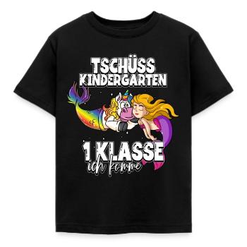 Tschüss Kindergarten 1. Klasse Schulkind - Kinder T-Shirt - Schwarz - Vorne - AI Model Kid Female (0cm)