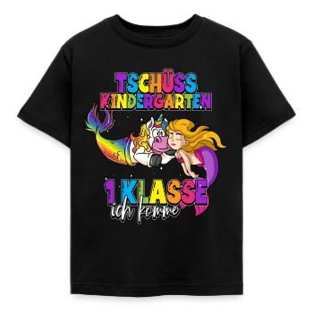 Tschüss Kindergarten 1. Klasse Schulkind - Kinder T-Shirt - Schwarz - Vorne - AI Model Kid Female (0cm)