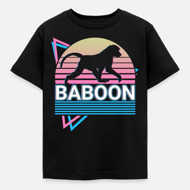 Baboon Retro Gift - Kids' T-Shirt - black