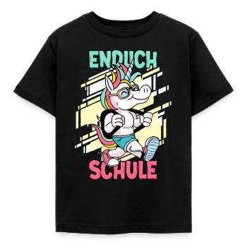 Endlich Schule 1. Klasse Schulkind - Kinder T-Shirt - Schwarz - Vorne - AI Model Kid Female (0cm)
