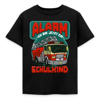 Alarm ich bin jetzt ein Schulkind 1. Klasse - Kinder T-Shirt - Schwarz - Vorne - AI Model Kid Female (0cm)
