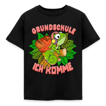 Grundschule ich komme 1. Klasse Schulkind - Kinder T-Shirt - Schwarz - Vorne - AI Model Kid Female (0cm)