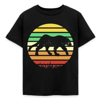 Rétro Vintage Panther T-Shirt Cat Lover Designs - T-shirt Enfant - noir - Devant - AI Model Kid Female (0cm)