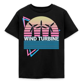 Wind Turbine Retro Gift - Kids' T-Shirt - black - Front - AI Model Kid Female (0cm)
