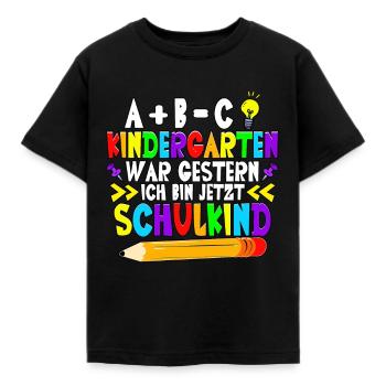 ABC Kindergarten war gestern 1. Klasse Schulkind - Kinder T-Shirt - Schwarz - Vorne - AI Model Kid Female (0cm)