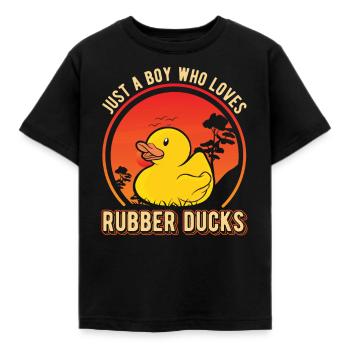 Canard en caoutchouc Jeune Canard grinçant Canard de bain - T-shirt Enfant - noir - Devant - AI Model Kid Female (0cm)