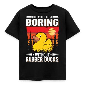 Canard en caoutchouc Cadeau Canard Grinçant Canard Bain Canard - T-shirt Enfant - noir - Devant - AI Model Kid Female (0cm)