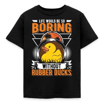 Canard en caoutchouc Cadeau Canard Grinçant Canard Bain Canard - T-shirt Enfant - noir - Devant - AI Model Kid Female (0cm)