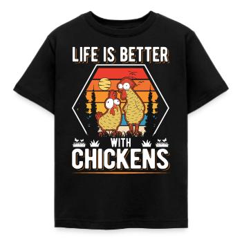 Chicken Farmer Chicken Coop - Kids' T-Shirt - black - Front - AI Model Kid Female (0cm)