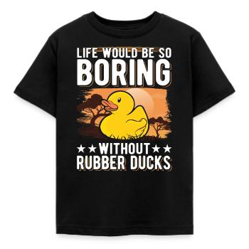 Canard en caoutchouc Cadeau Canard Grinçant Canard Bain Canard - T-shirt Enfant - noir - Devant - AI Model Kid Female (0cm)